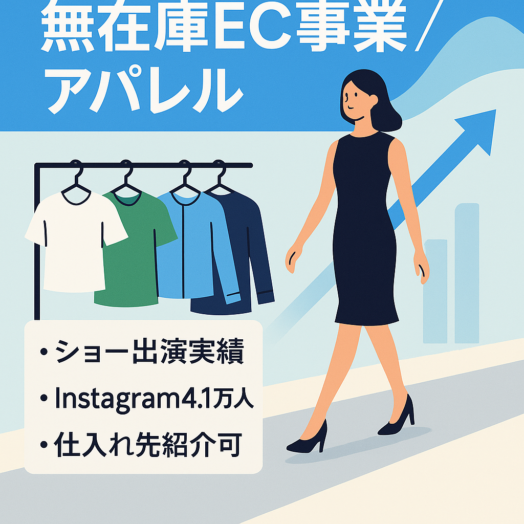 【昨年年間売上高8000万円】【ファッションショー出演有り】【Instagram4.1万人】無在庫EC事業販売！キレイめアパレル