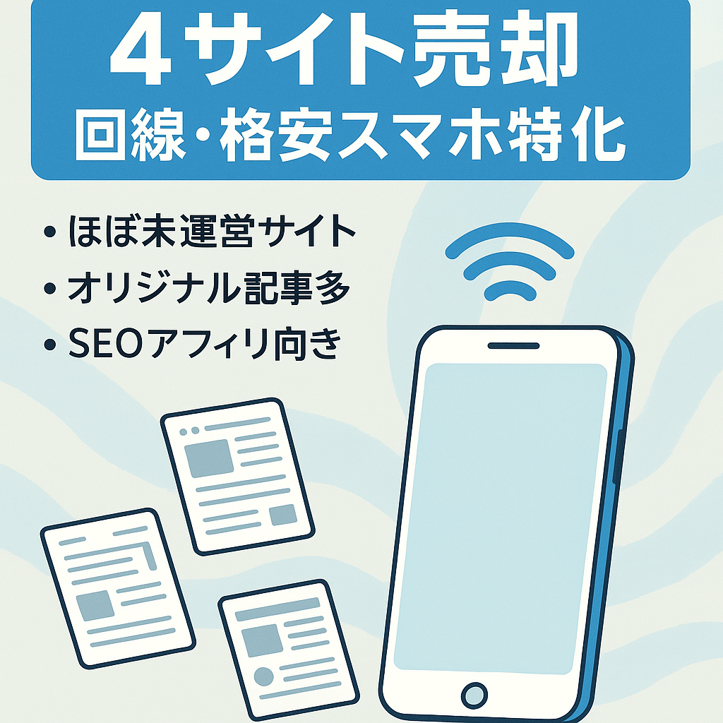 【4サイトまとめ売り】回線・格安スマホに関する特化サイト