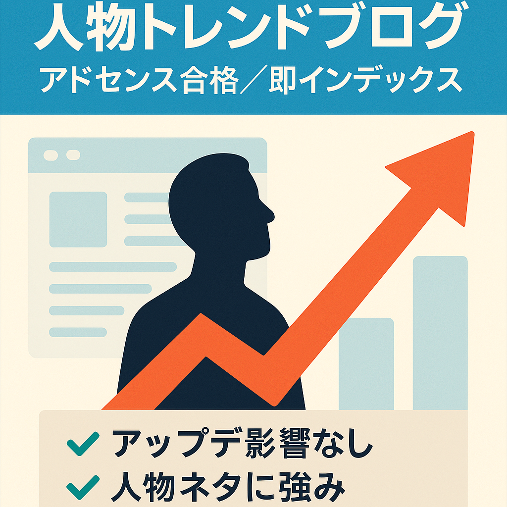 【過去アドセンス合格実績有】人物系トレンドブログ・即インデックス見込み。