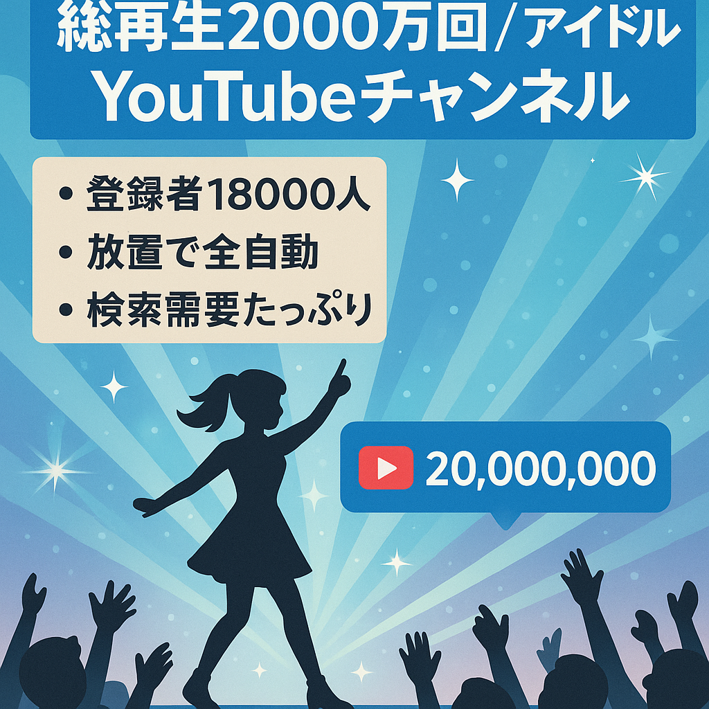 総再生2000万回！総収益530万円！誰でも運営可能な18000人の属人性なしのアイドルのYouTubeチャンネル