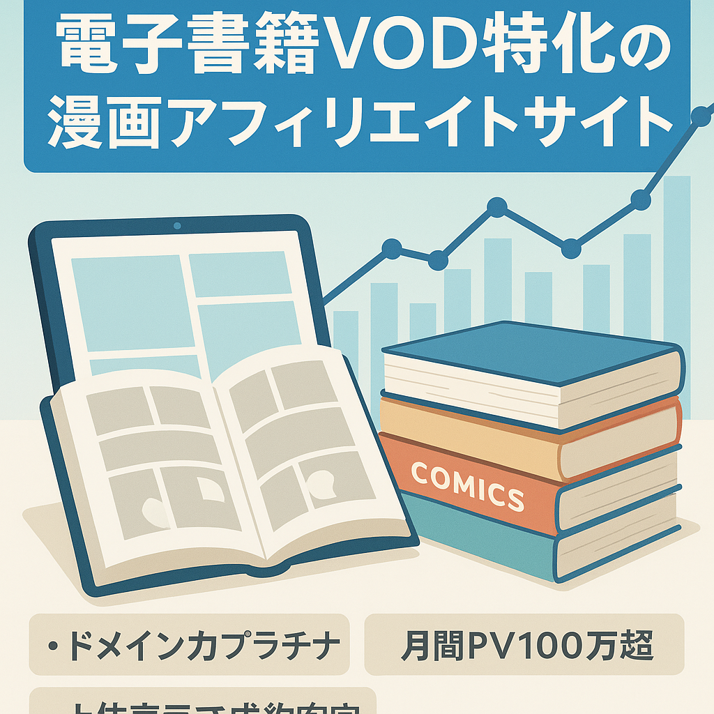 【早期売却希望】電子書籍VODに特化した漫画アフィリエイトサイト