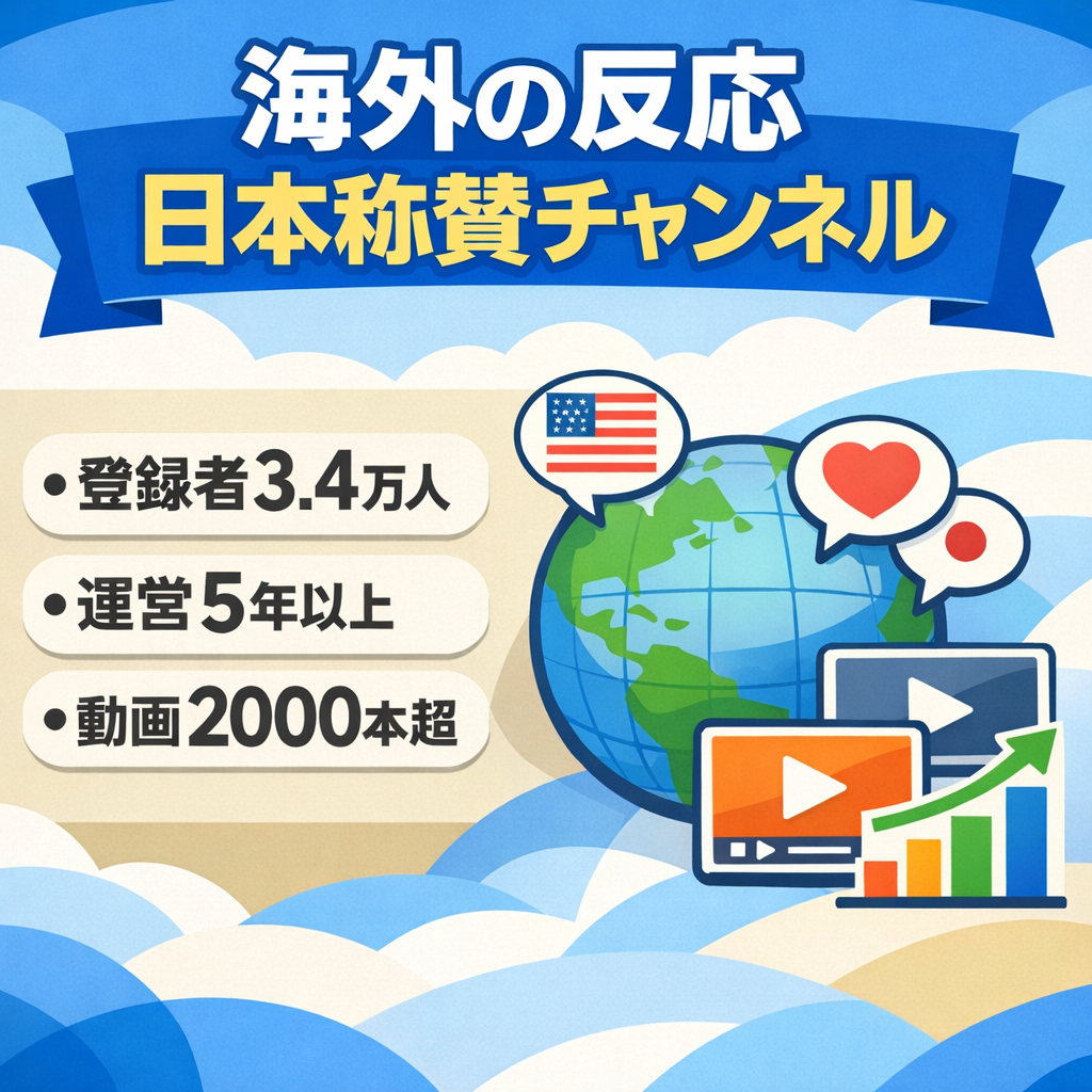 【チャンネル登録者34000人】海外の反応（日本称賛）チャンネル・5年以上運営・投稿2000動画超