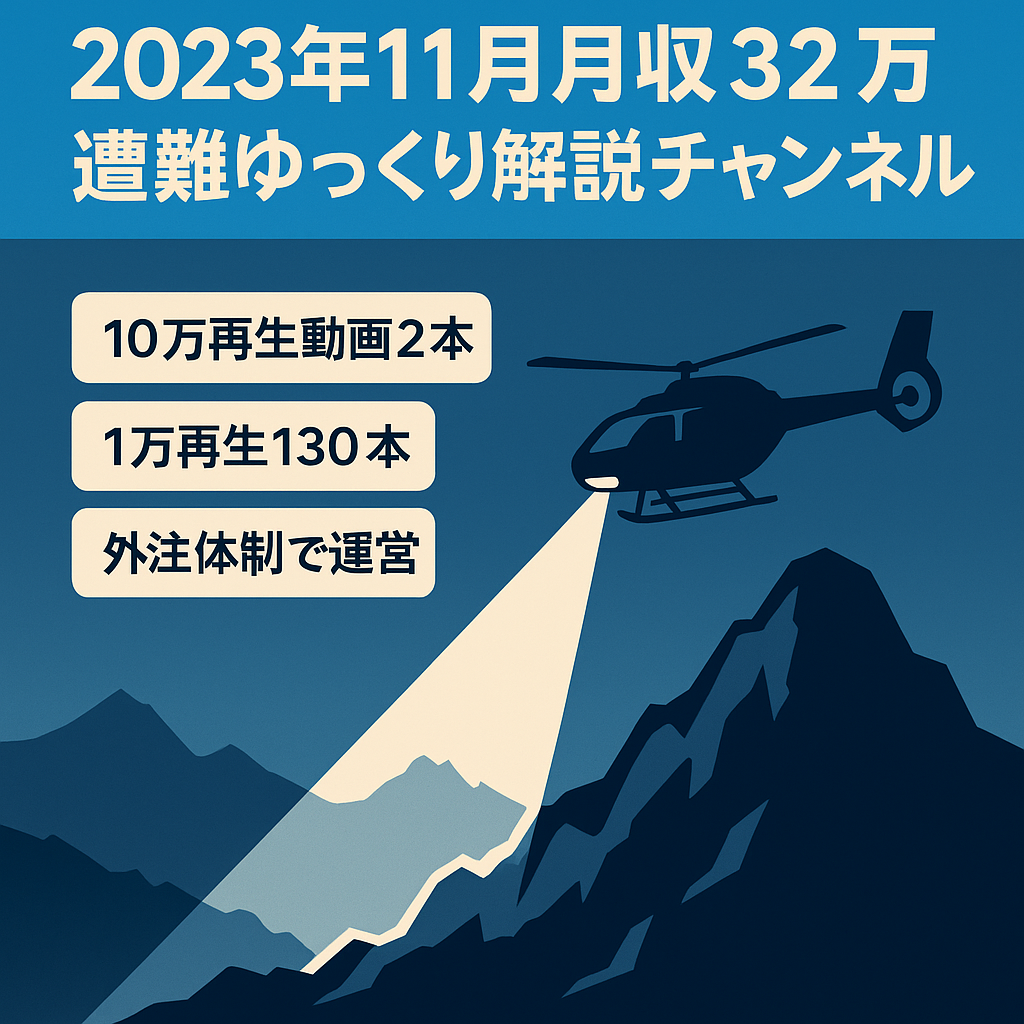 【最高月収32万円（2023年11月）】遭難・事故系ゆっくり解説チャンネル