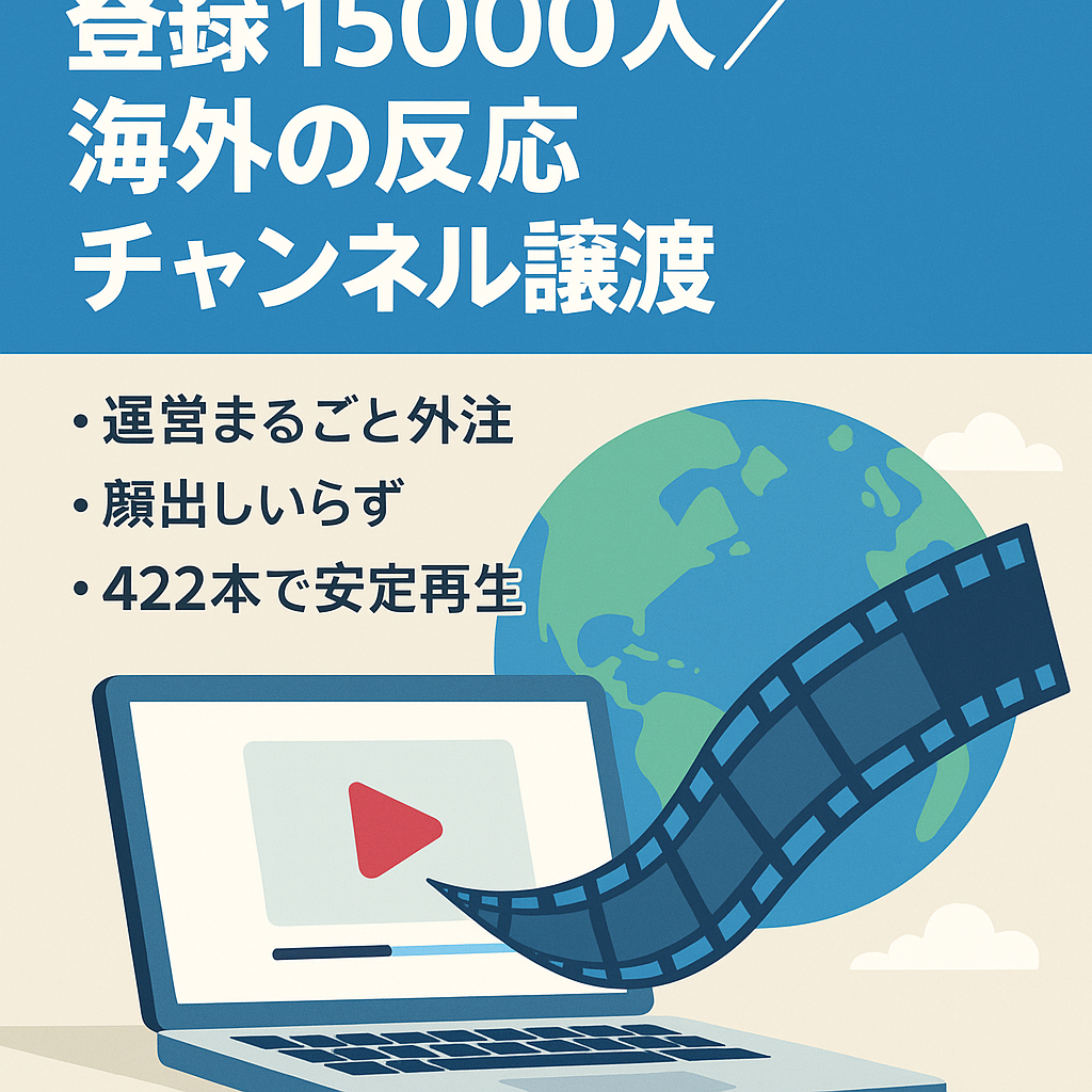 【完全外注化済み】登録者15000人の【顔出し不要】【非属人】海外の反応チャンネル譲渡 【スタッフ引継ぎ可】【スピード重視】【値段交渉歓迎】