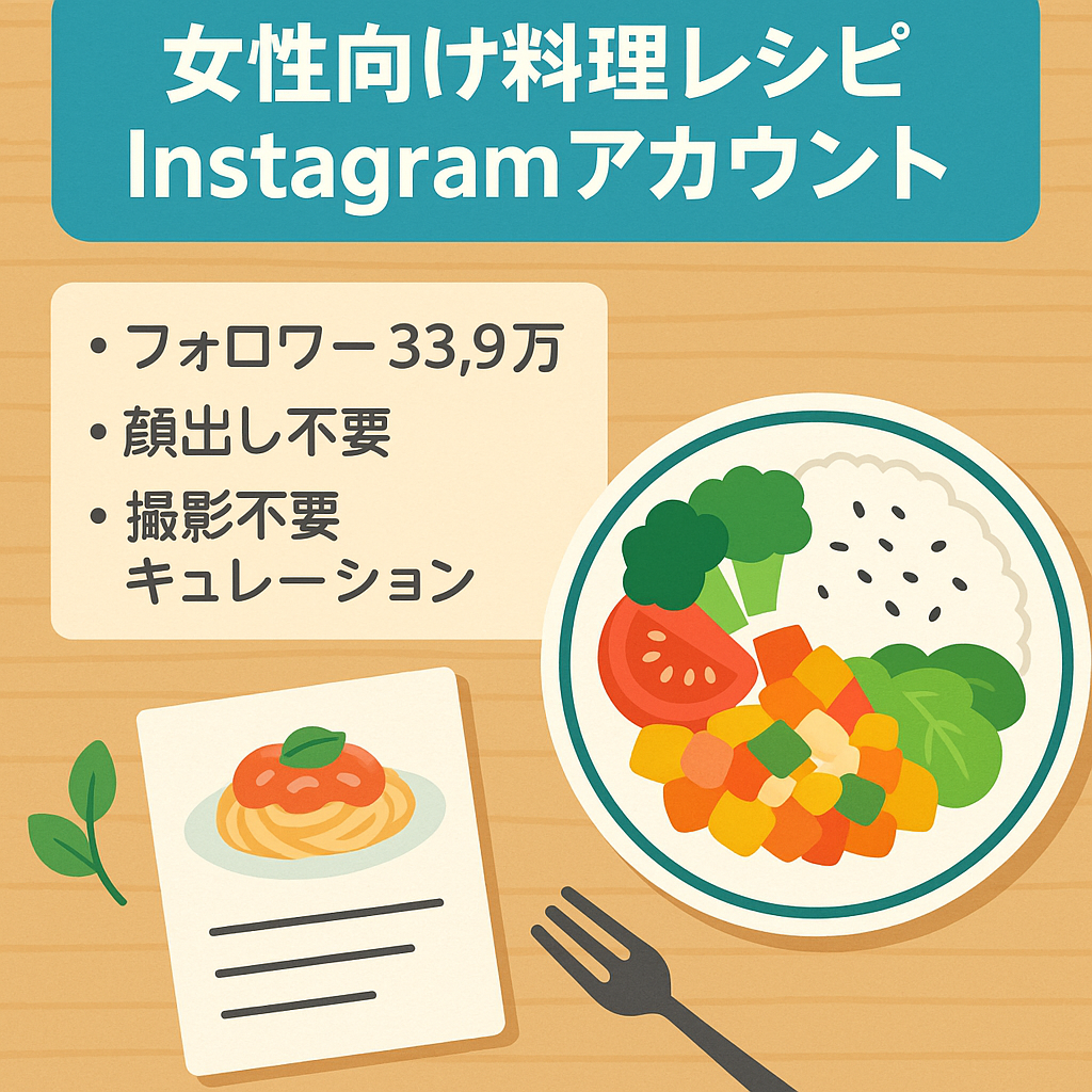 【女性向けメディア！総フォロワー数33万以上】料理・レシピInstagramアカウント(顔出しなし！/オリジナル＋リポスト運用)