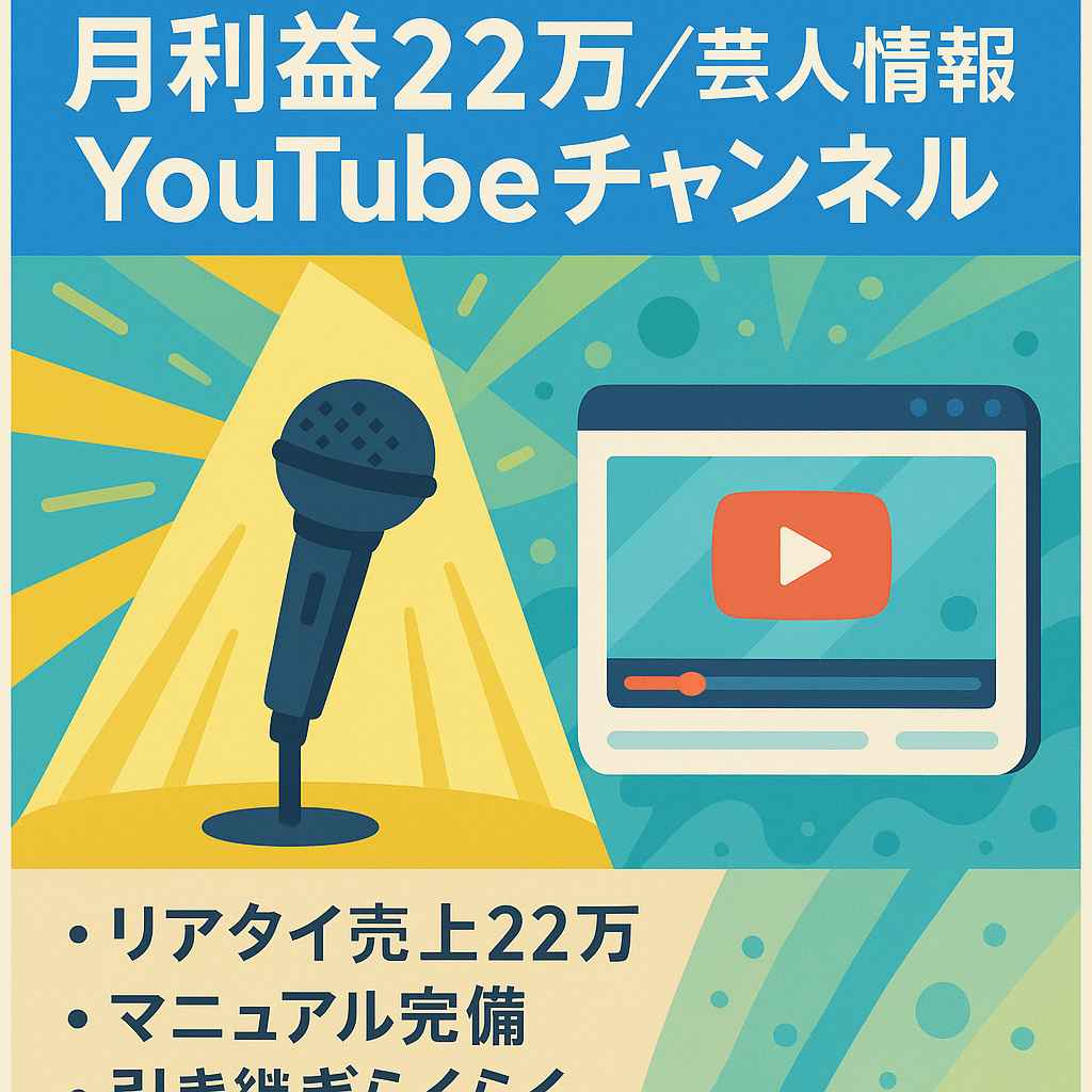 【月利益22万円リアタイ！制作マニュアル完備！】芸人の情報YouTubeチャンネル