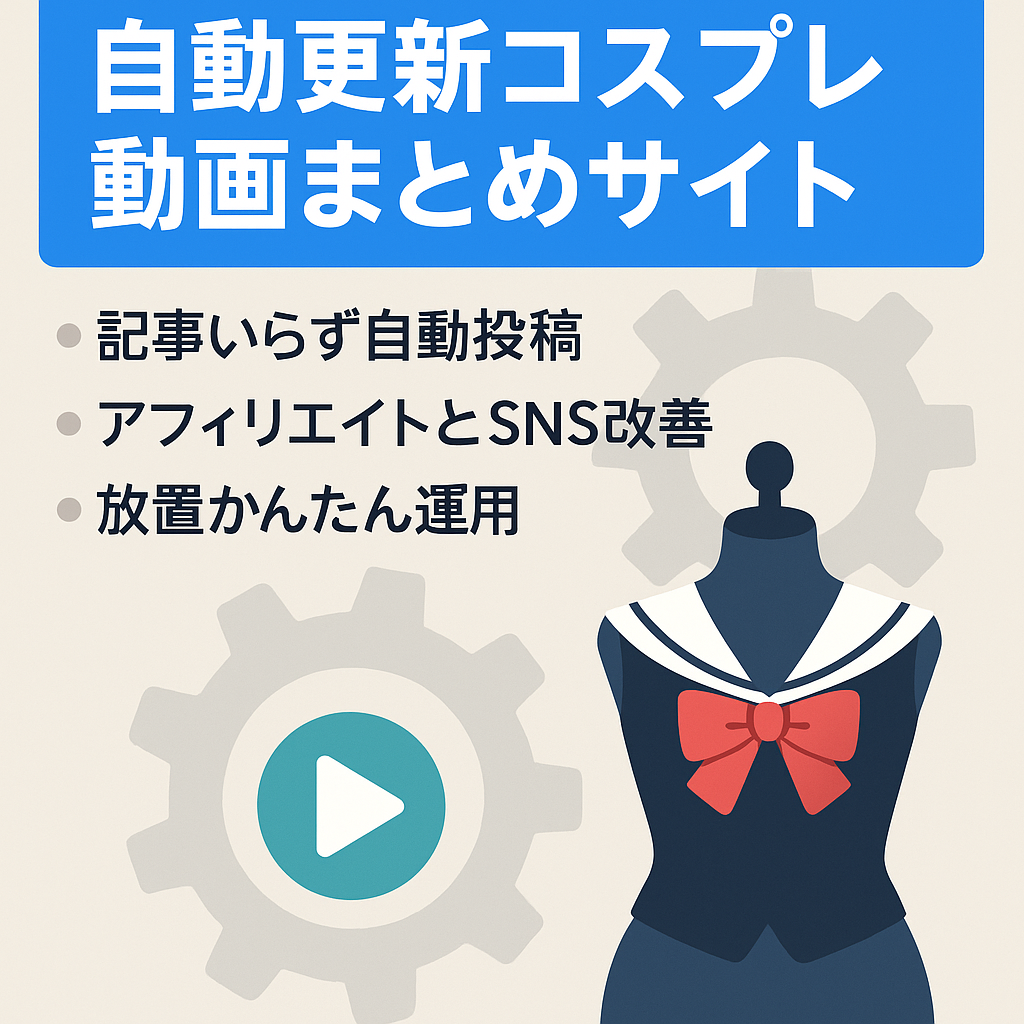 【放置で記事自動更新】コスプレなどマニアックな微エロ系動画をまとめたサイト