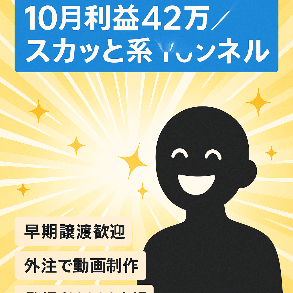 【10月利益42万】スカッと系YouTubeチャンネル【早期譲渡希望】