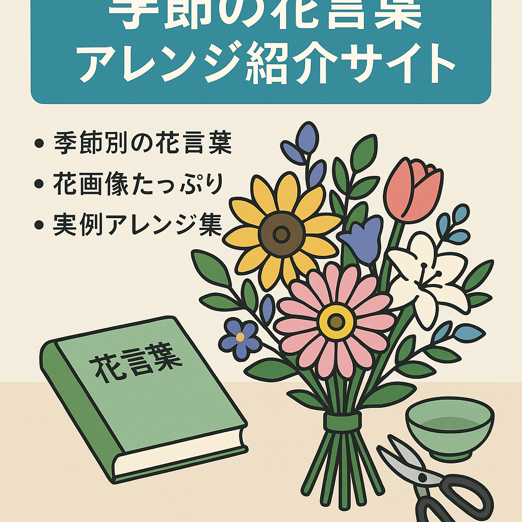 季節の花言葉と花の画像、フラワーアレンジメントの事例などを紹介するサイト