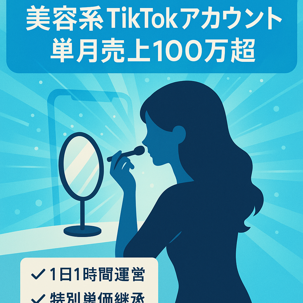 【早い者勝ち！単月最高売上100万越え！】フォロワー約2000人美容系tiktokアフィアカウント