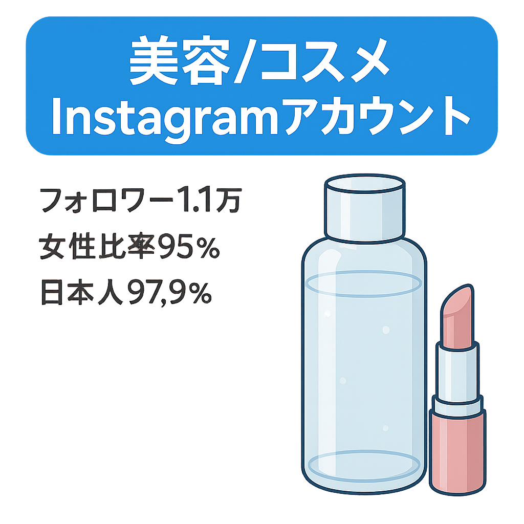 【美容特化/収益化余地大】【フォロワー1.1万人/女性95%】スキンケア・コスメInstagramアカウント