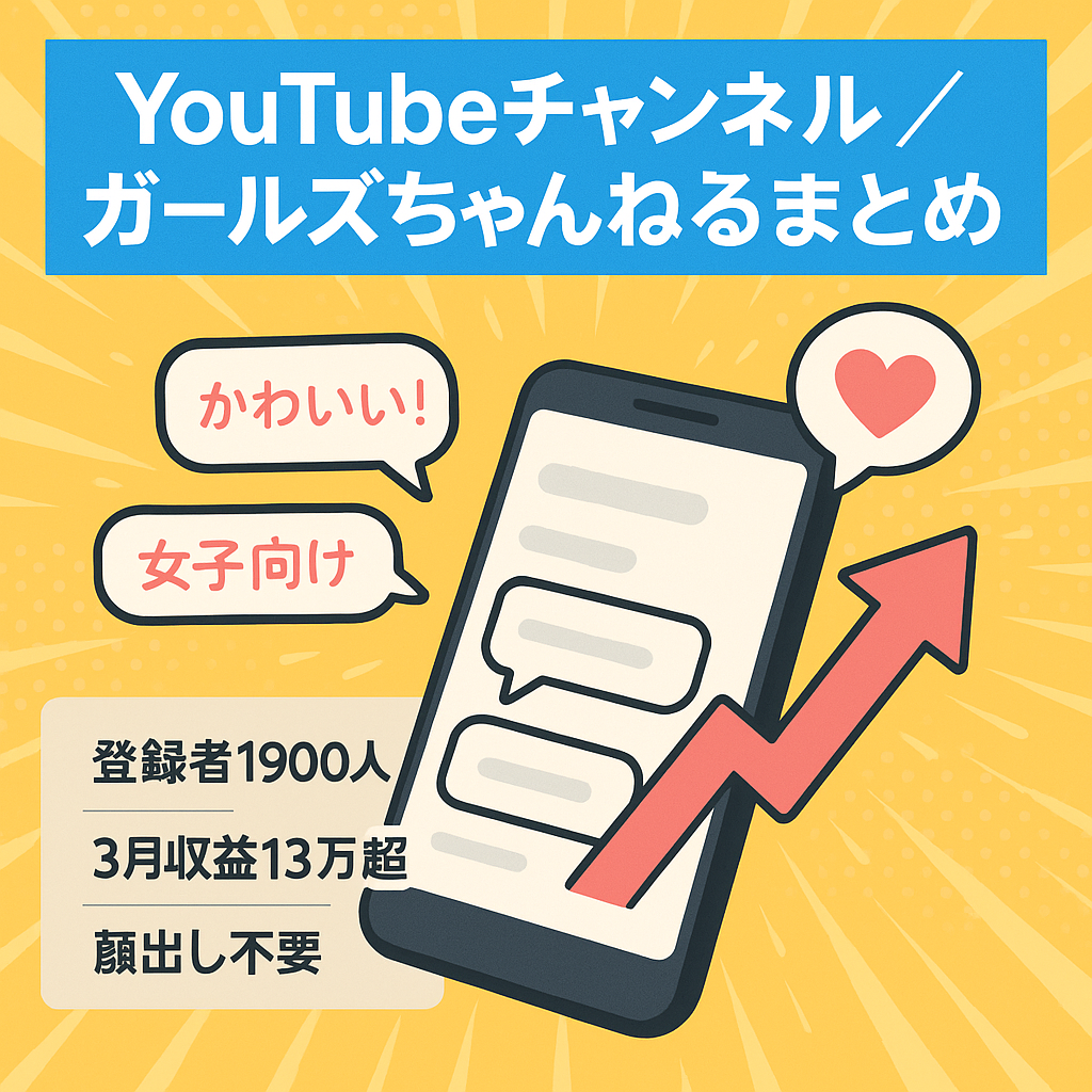 【属人性なし！長期運営可能！】YouTube ガールズちゃんねるまとめ系　収益化済み　登録者、視聴回数急成長中です