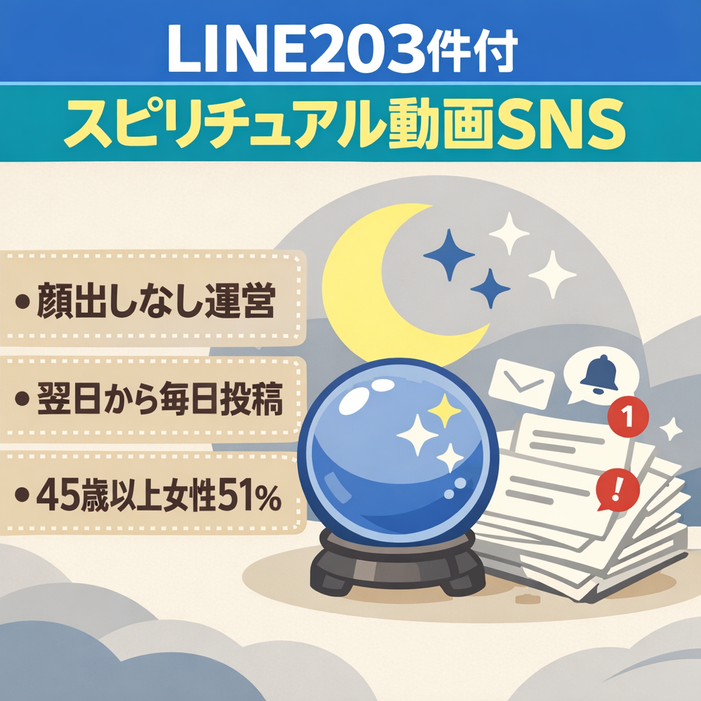 ① 【LINEリスト203件・非属人】スピリチュアル11.8万フォロワーYouTube+Instagram｜制作チーム付き