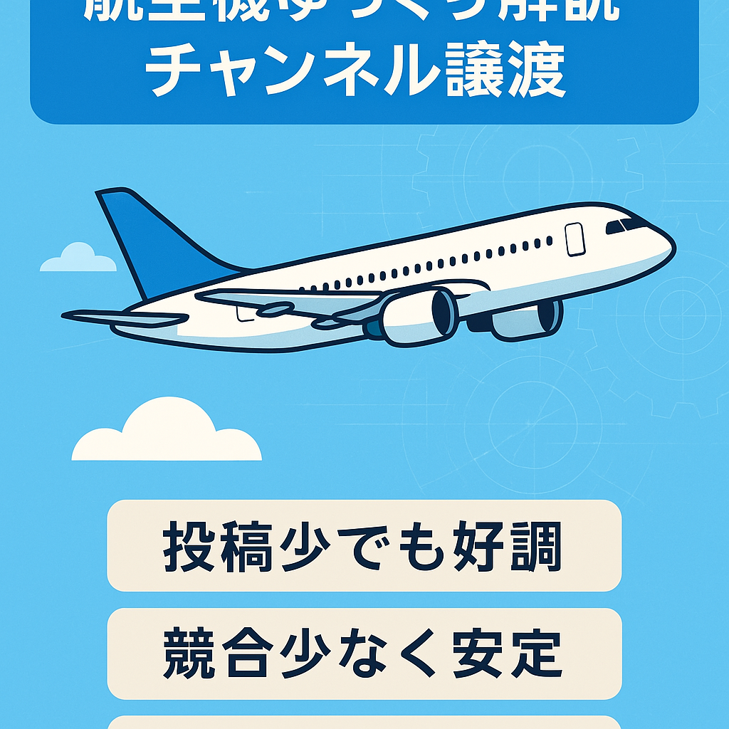 【放置でも安定収益発生中】航空機の技術や機体に関するゆっくり解説チャンネルの譲渡