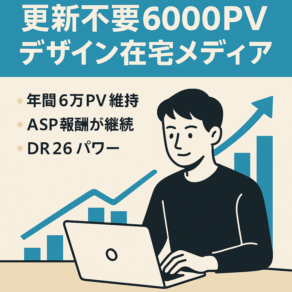 【SEO上位表示】更新ナシでも月間6000PV！デザイン・在宅ワーク系特化メディア（DR26）【豪華3大特典】