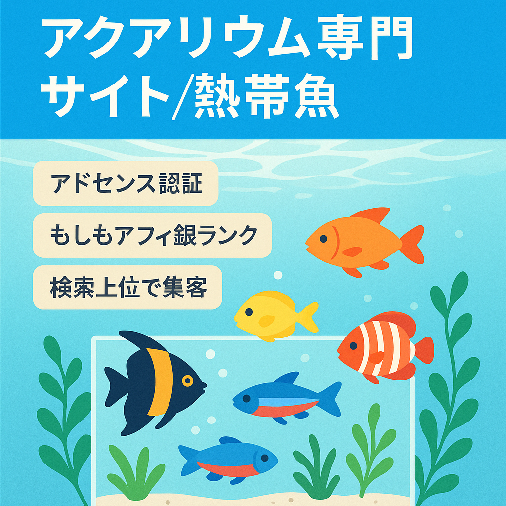 【アクアリウム・熱帯魚】SEOで集客し広告＆アフィリエイトで稼ぐアクアリウム専門サイトです。
