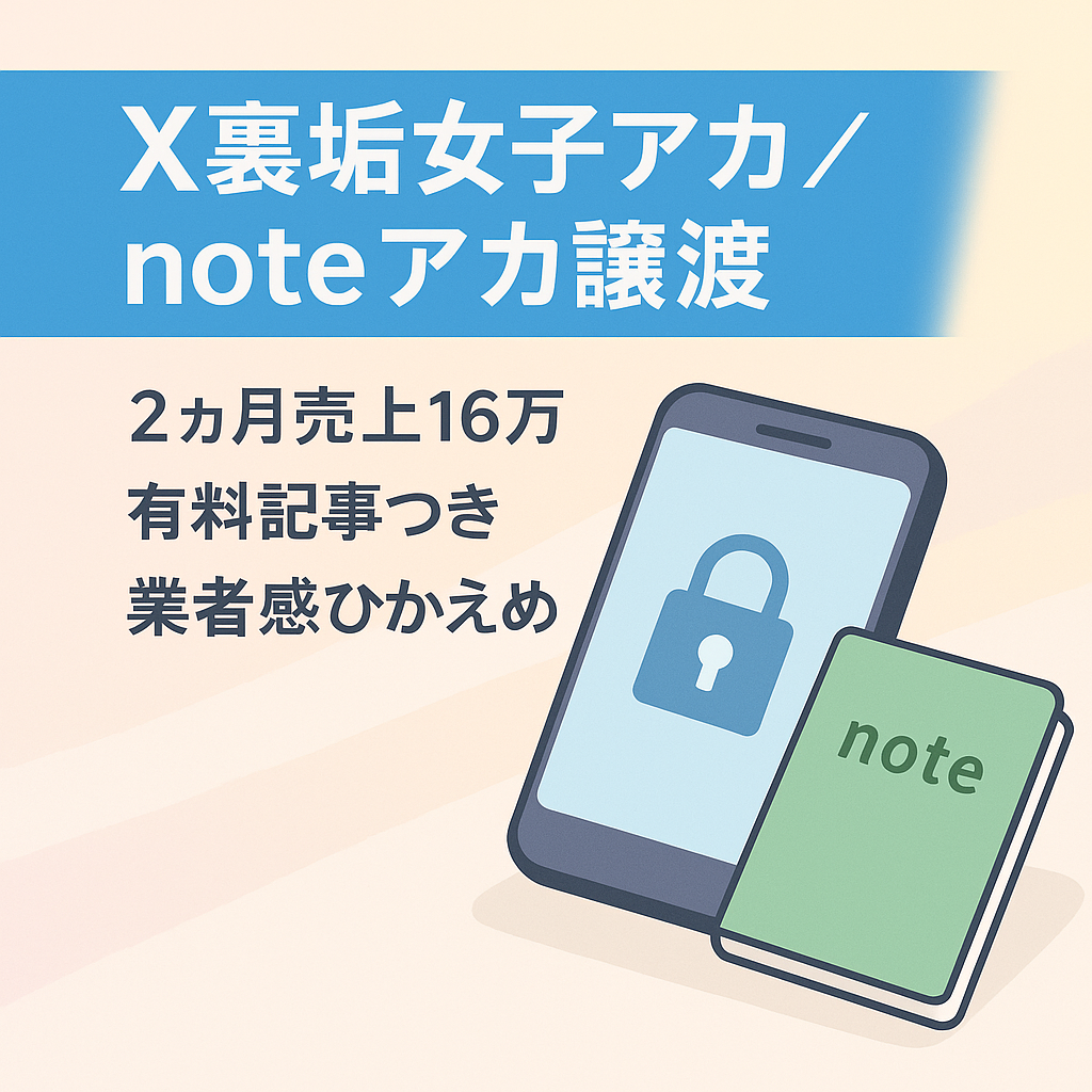 【2ヶ月で売上16万超え】X(旧Twitter)裏垢女子アカウント　フォロワー1400人以上　noteアカウント＋鍵垢＋フォロワー1300人の別垢も譲渡