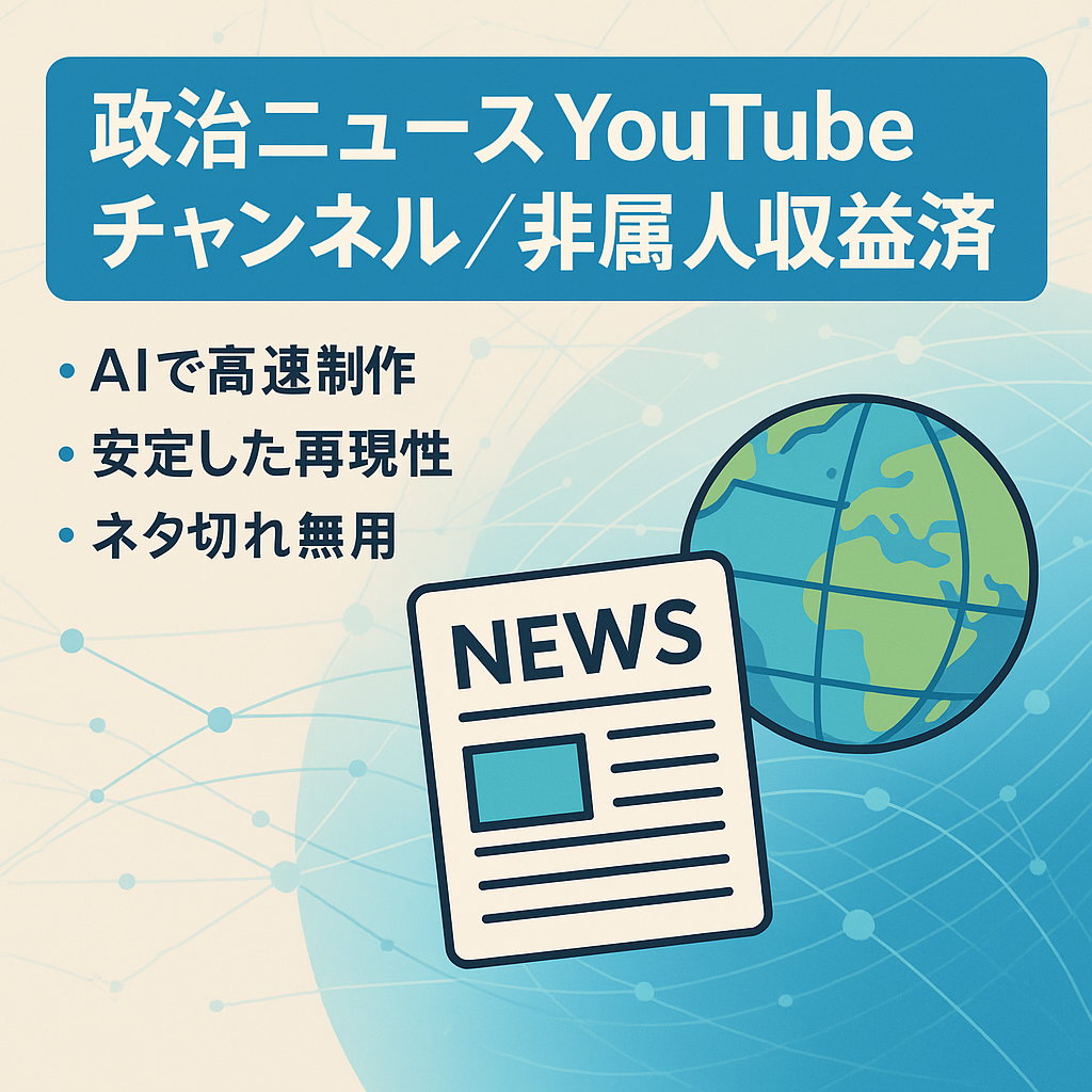 【非属人/収益化済み】政治系ニュースのYouTubeチャンネル【再現性高】
