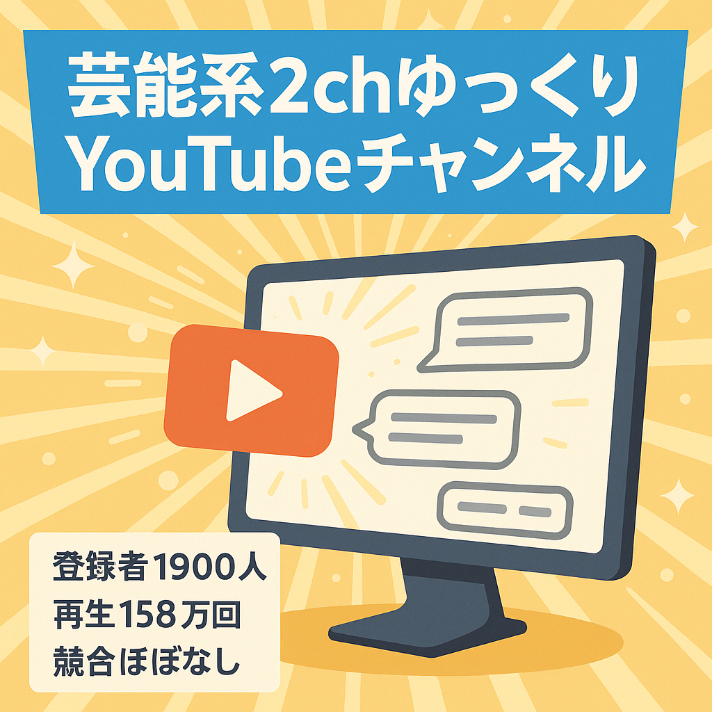 【登録者数1900人】芸能系2chゆっくりYouTubeチャンネル【競合無し】