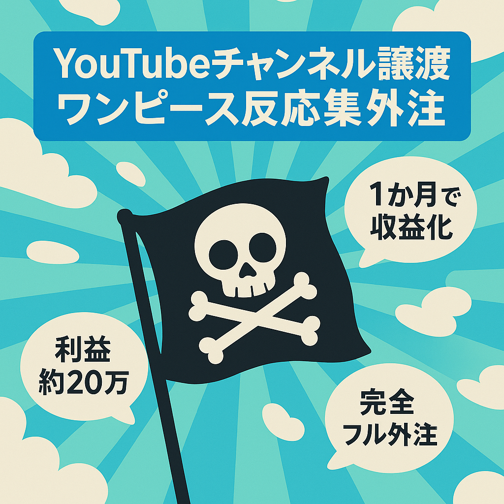 【YouTube】ワンピース反応集チャンネル　譲渡　同ジャンル内最大手【完全フル外注】