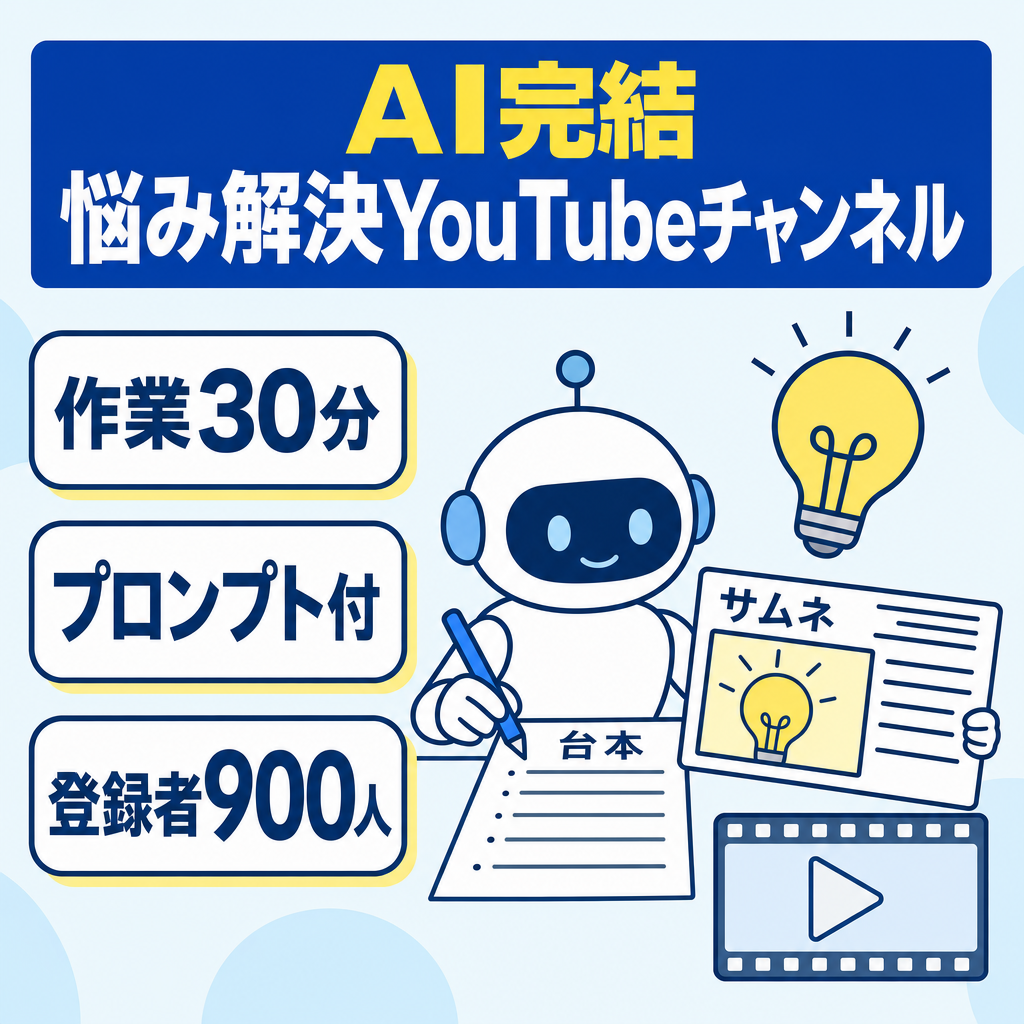 【作業時間30分】【AIプロンプトあり】台本作成からサムネ作成までAIで完結するお悩み解決型YouTubeチャンネル【登録者数900人越え】
