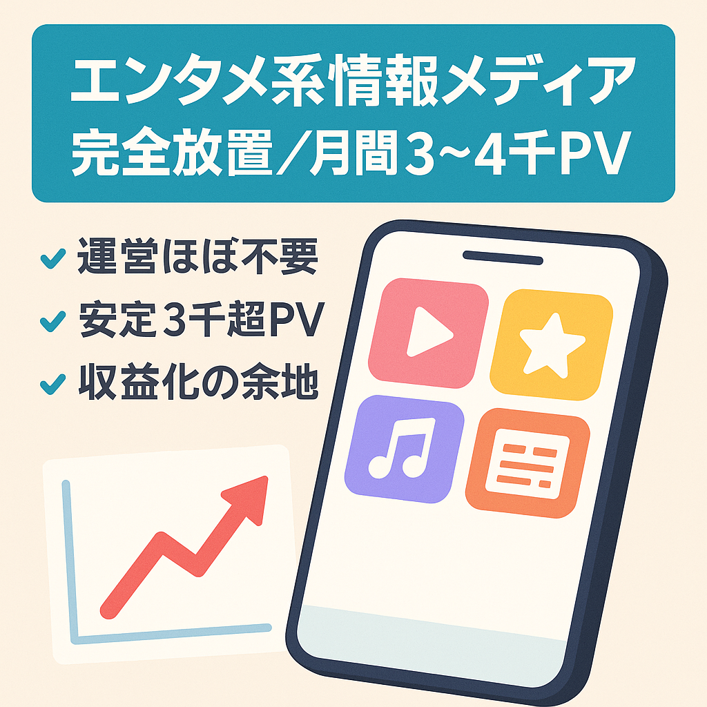 エンタメ系情報メディア／完全放置で月間3000~4000PV