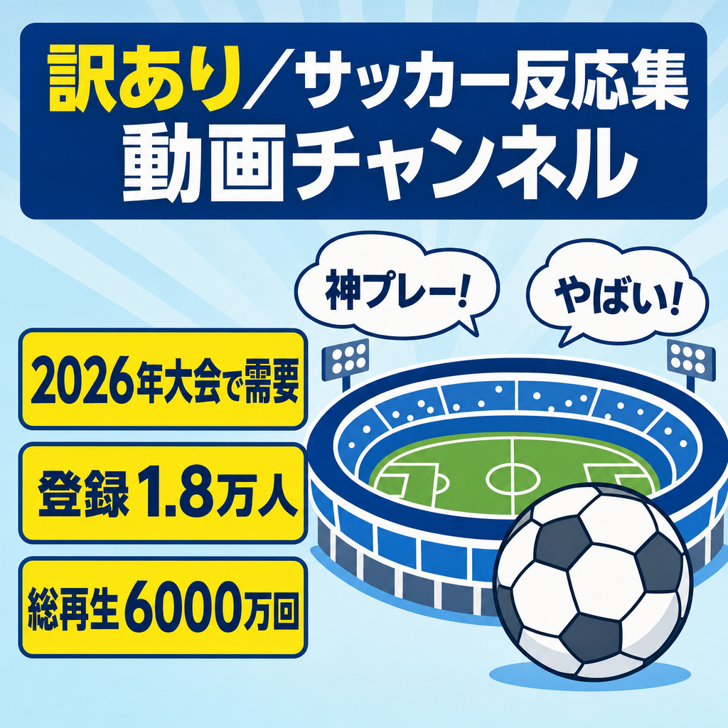 訳あり：【ワールドカップ特需に期待】サッカーの反応集【登録者1.8万人/総再生数6000万回以上】