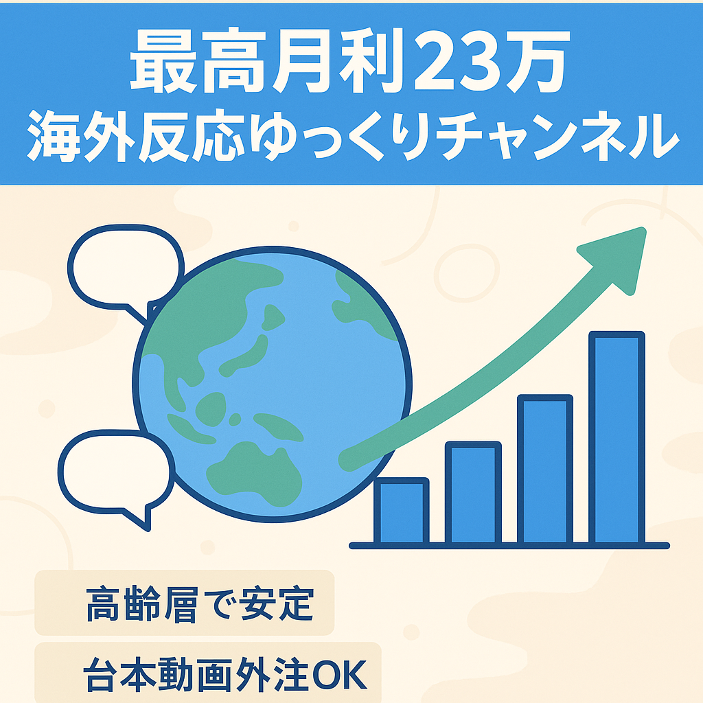 【チャンネル登録者7,700人】最高月利23万【海外の反応ゆっくりチャンネル 顔出し不要/属人性無し】