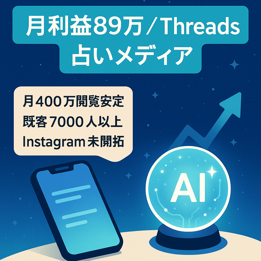 【月利益89万円over】月400万PV維持のThreads×AI占いで属人性ゼロ、商品開発不要