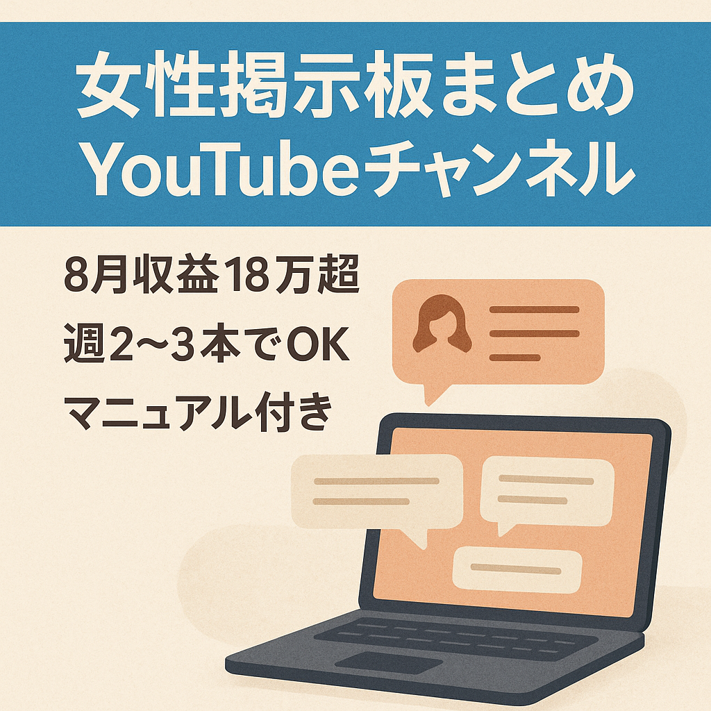 【2023年8月収益18万円超え】2ch/5ch系の女性版まとめサイトのYouTubeチャンネル