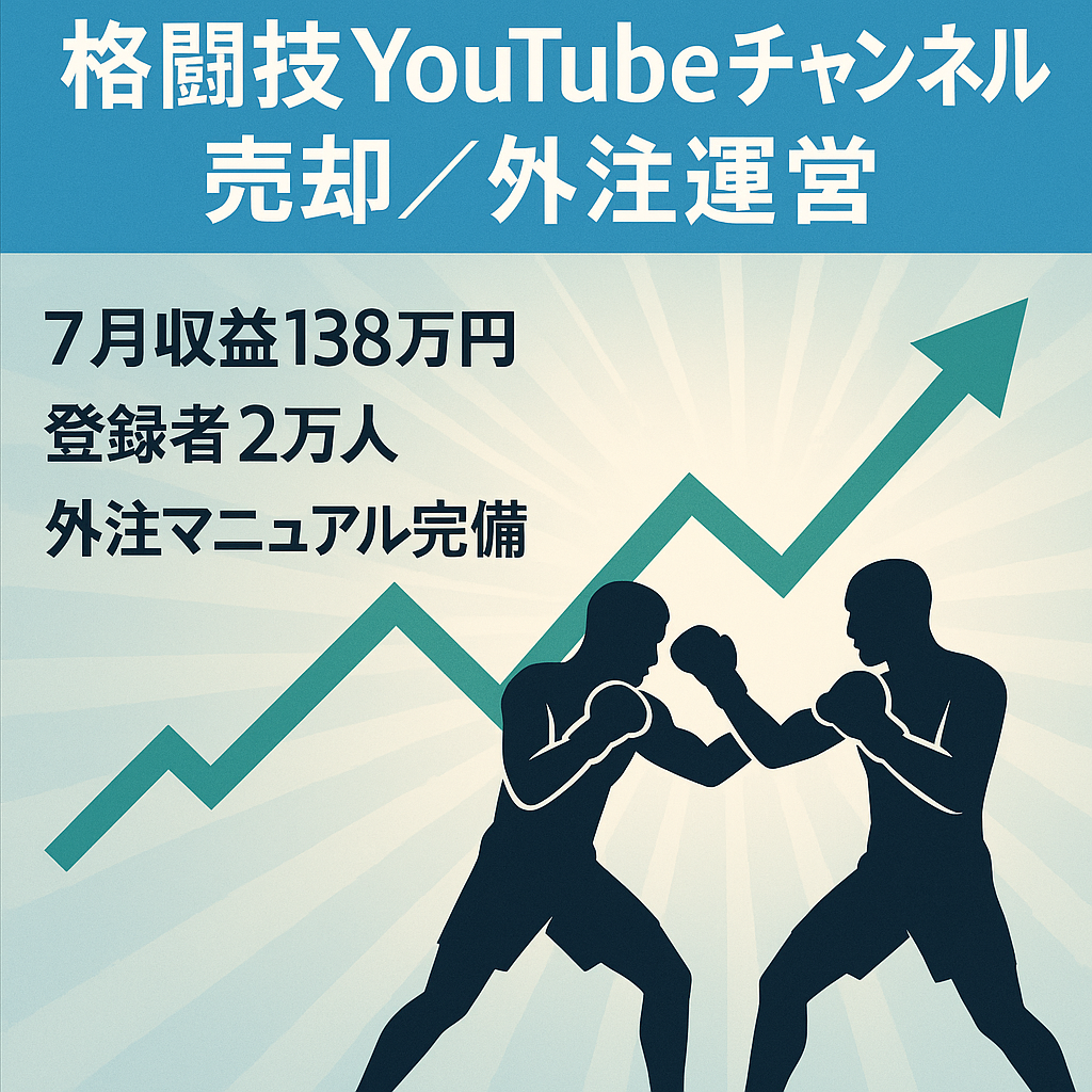 【7月収益138万円・登録者2.0万人】急成長中の格闘技YouTubeチャンネル｜外注チーム・マニュアル付き