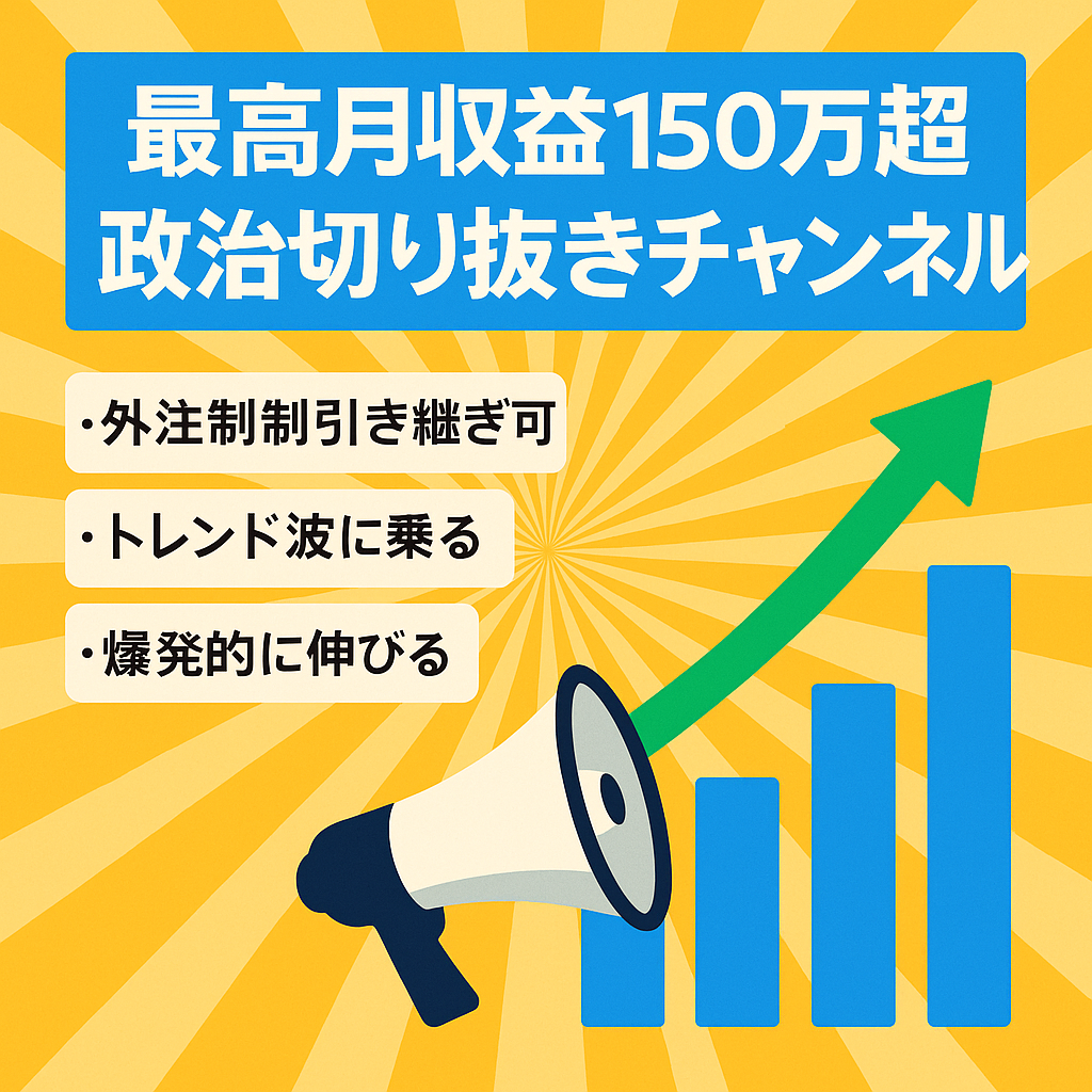 【最高月収益150万円以上】爆発力のある政治系切り抜きチャンネル