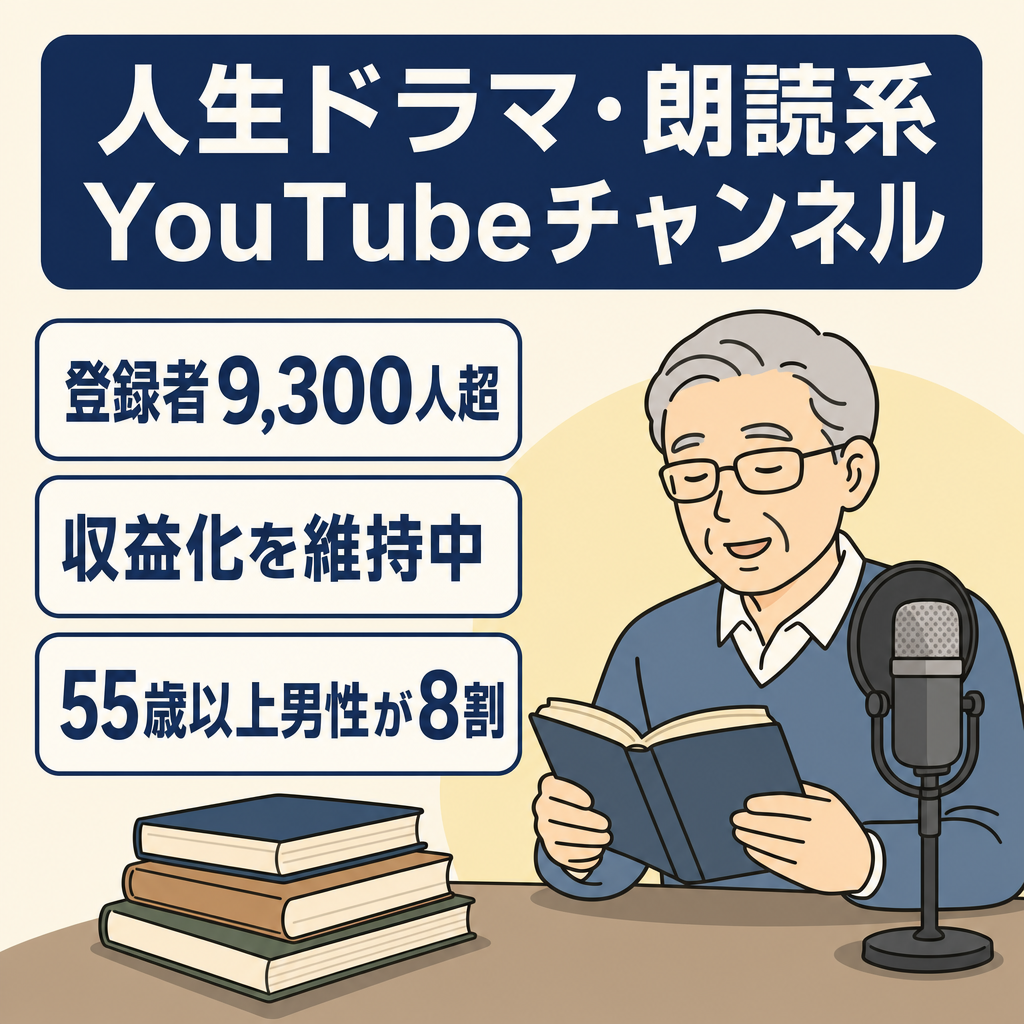 【登録者9,300人超・収益化済】人生ドラマ・朗読系YouTubeチャンネル（AI活用）
