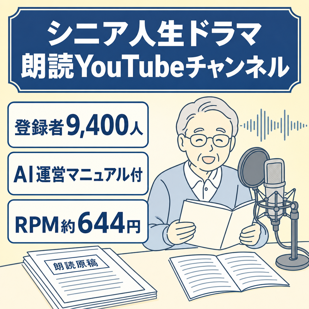 【登録者9,400人・顔出しなし】シニア人生ドラマ・朗読YouTube（AI運営フローあり）