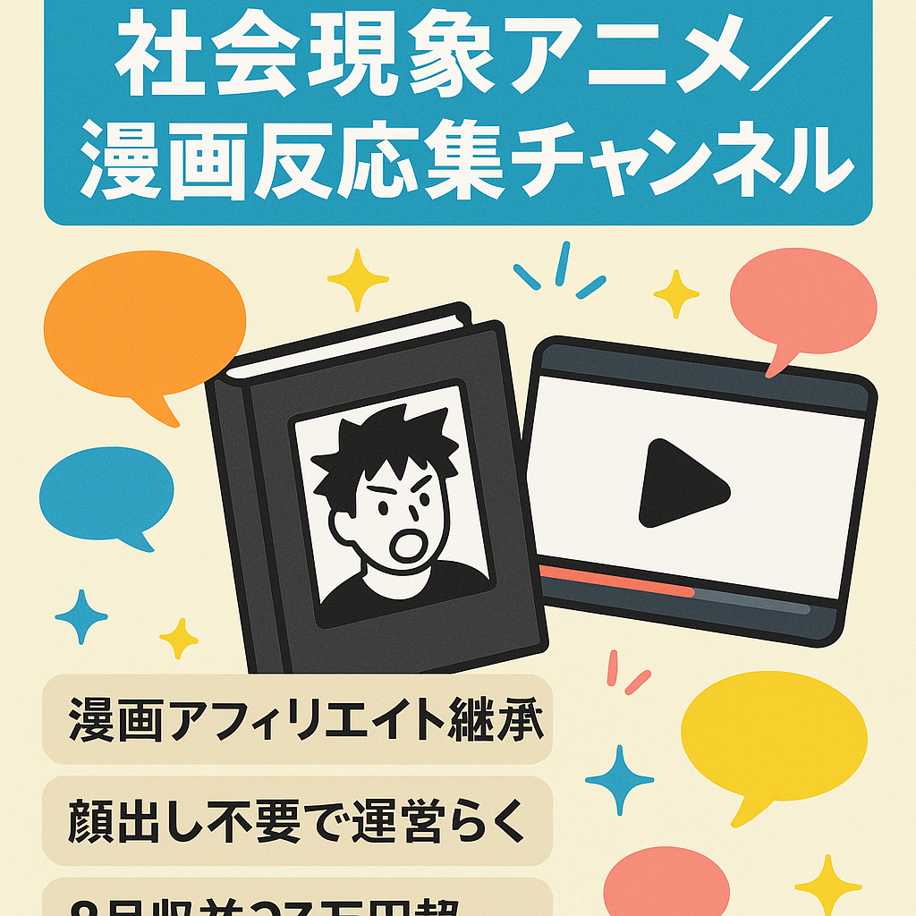 【最終値下げ】社会現象アニメ(漫画)の反応集チャンネル【外注スタッフの紹介可能、マニュアル付き】