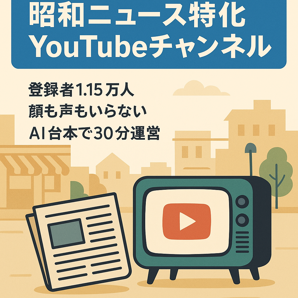 【チャンネル登録者1.15万人】昭和のニュースや事件に特化したYoutubeチャンネル【非属人・顔や声を出す必要なし！】