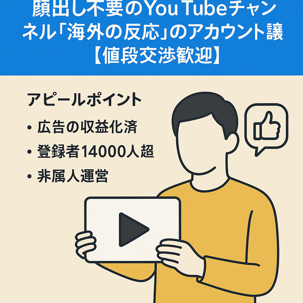 【期間限定値下げ中】顔出し不要のYou Tubeチャンネル「海外の反応」のアカウント譲渡【値段交渉歓迎】【ショート中心】