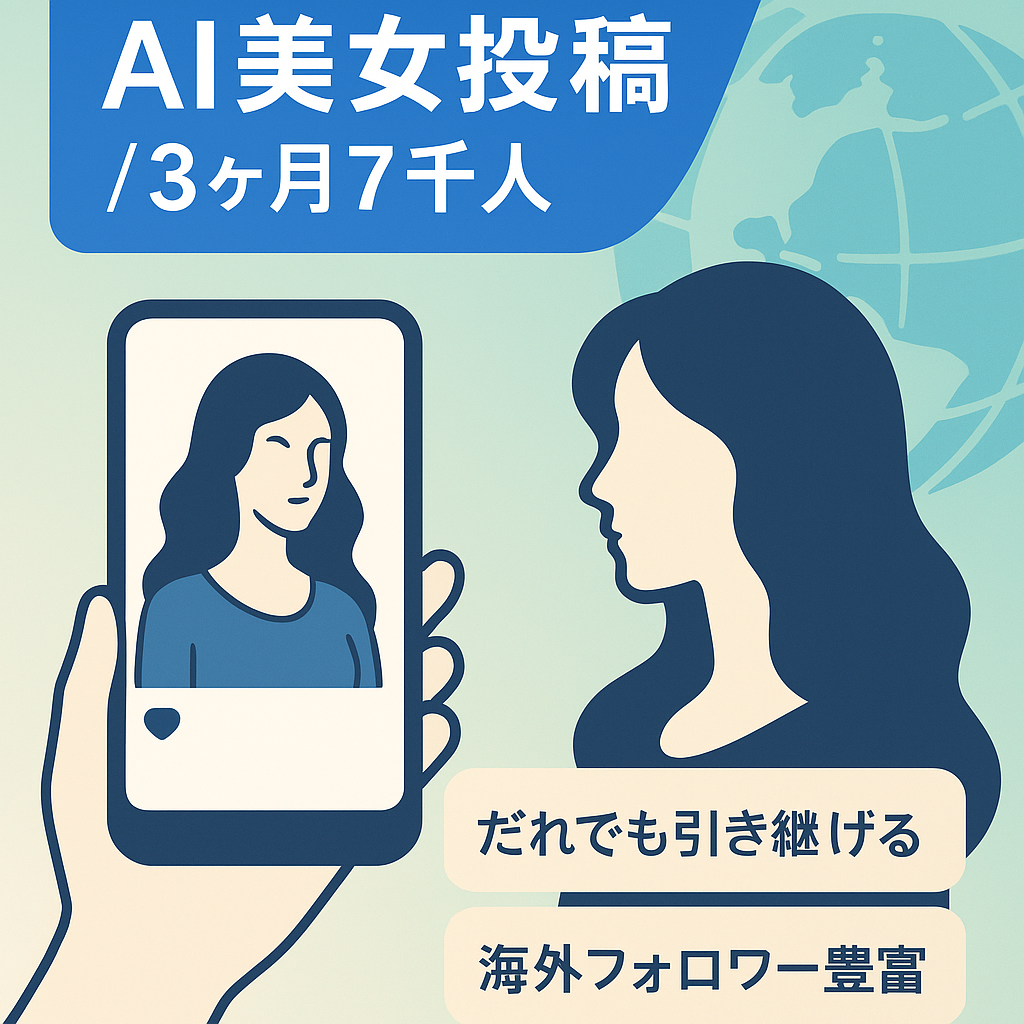 【Instagram】3ヶ月でフォロワー7000人弱|AI美女の投稿メイン|マネタイズ次第で収益up可能！