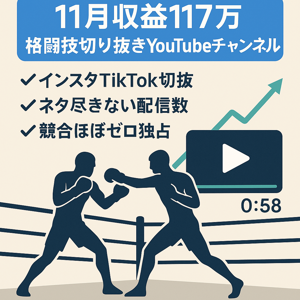 【 11月収益117万円】某大流行格闘技コンテンツのインスタLIVEを切り抜くだけのYouTubeチャンネル。