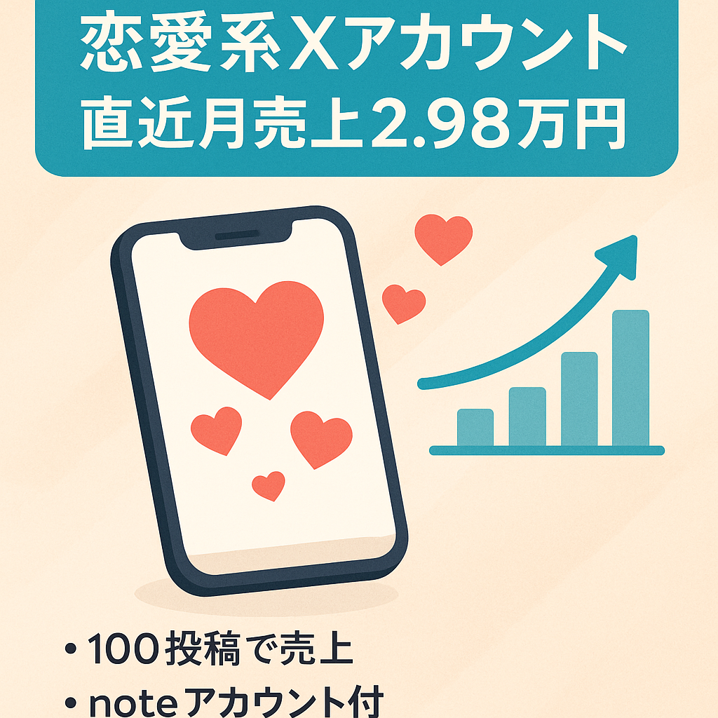 直近1ヶ月売上29,800円 運用約4ヶ月の恋愛系𝕏アカウント