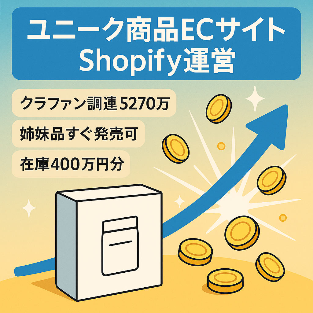 クラファンで合計5,270万円調達、ユニークな商品のEC【Shopify】高利益率（最大65%以上）・高単価