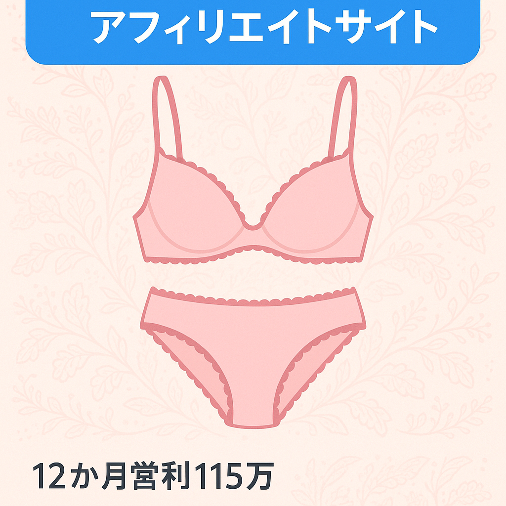 【直近12カ月営利平均115万円】女性向け下着・インナーウェアに特化したアフィリエイトサイト