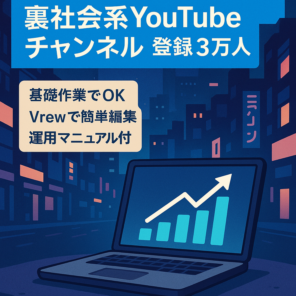 【100万超えが3本❗️最高月収97万❗️基礎的な作業でOK❗️】登録者3万人超えの日本の裏社会系YouTubeチャンネル【値下げ交渉可能❗️】