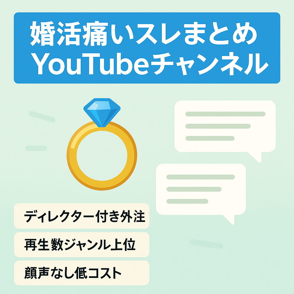 【安定収益‼】2ch婚活痛いスレまとめのYouTube動画【ゆっくり解説】【ディレクター付きのフル外注可能】