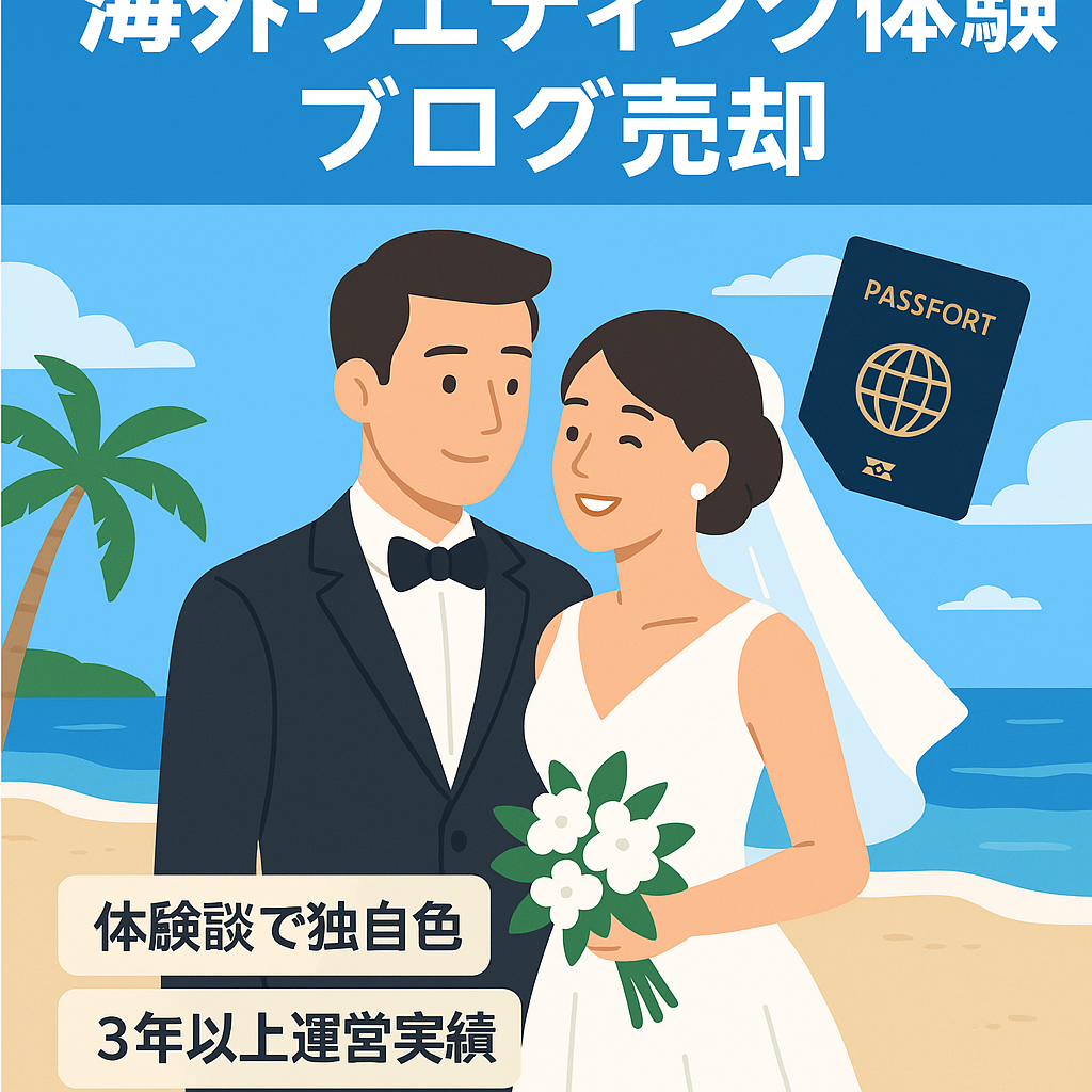 ★希少価値★海外ウエディング専門ブログ！体験記事複数あり＆記事を増やしていけば収益見込めます!!
