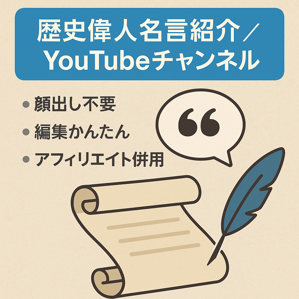 【登録者数1.4万人越え↑/ 属人性なし / 顔出しなし】歴史的偉人の名言を紹介するチャンネル / 副業にオススメ！