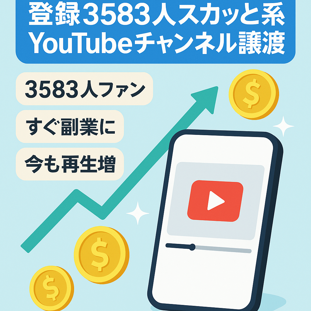 【訳あり価格】チャンネル登録者3583人のスカッと系YouTubeチャンネルのアカウント譲渡！【値段交渉歓迎！】
