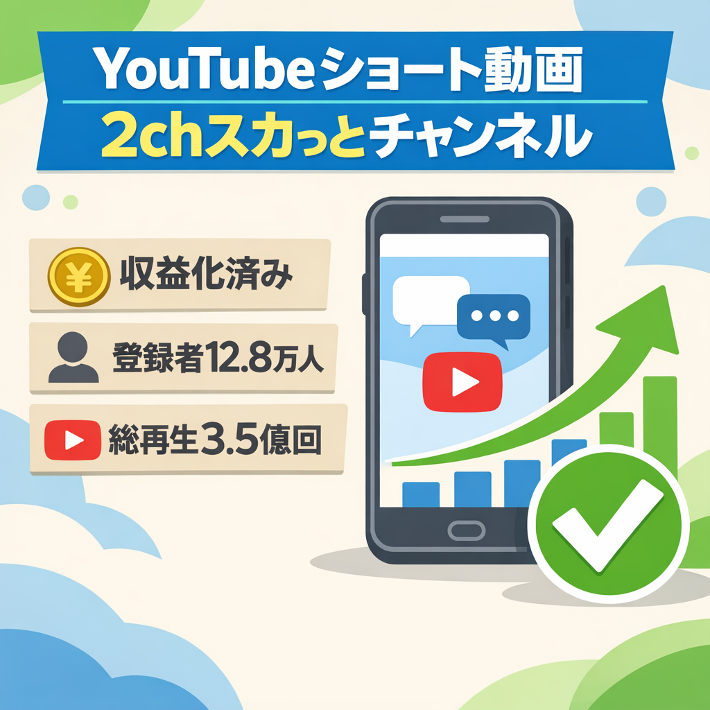 【収益化済/高品質！】日本人リアルユーザー登録者12.8万人超え！2chスカっと系YouTubeショート動画チャンネル