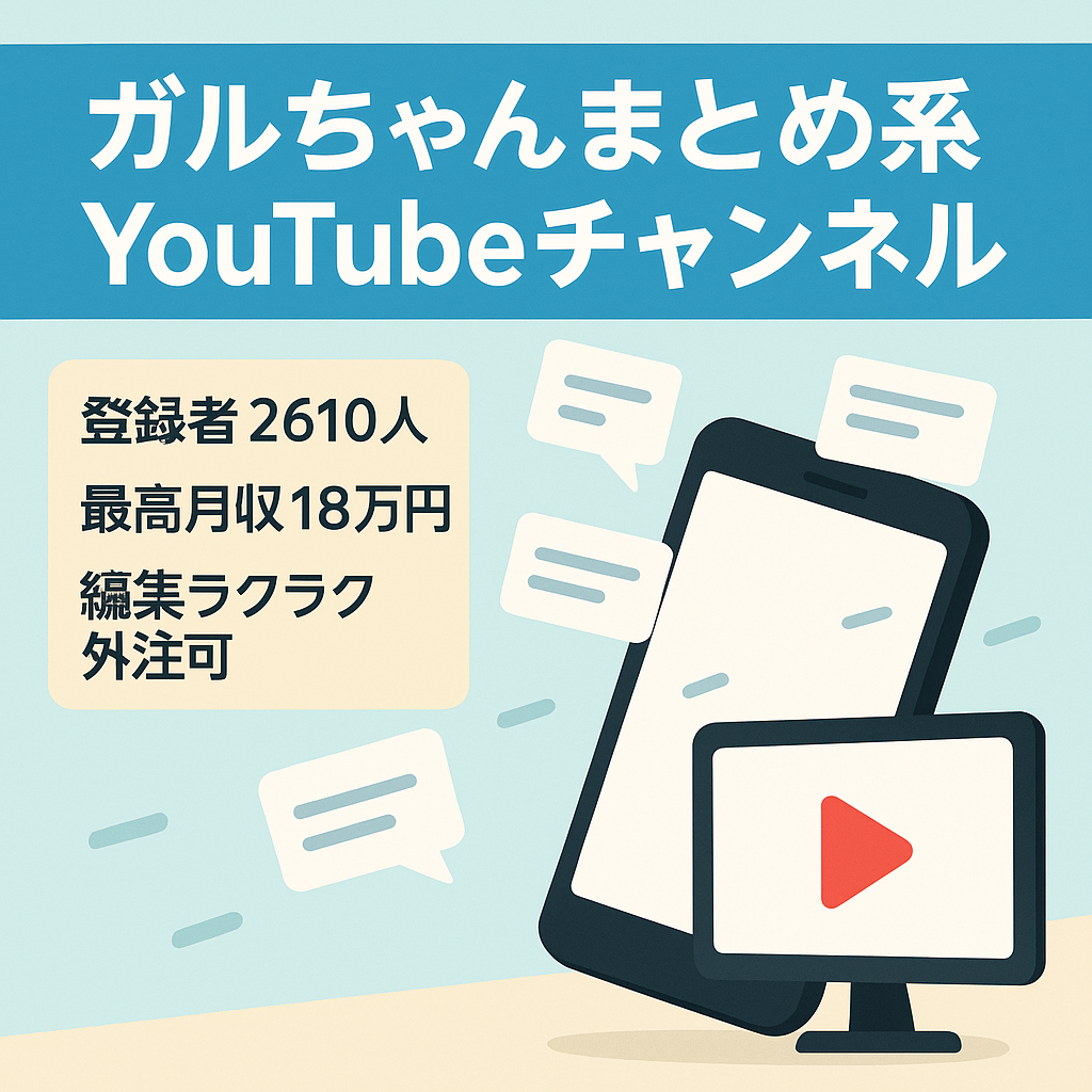 【収益化済】登録者2610人／ガルちゃんまとめ系YouTubeチャンネル（過去最高月収18万円）