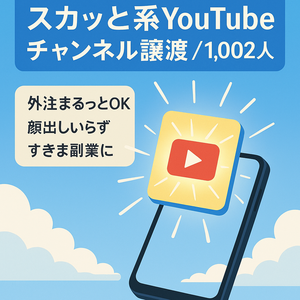 【訳あり価格】チャンネル登録者1,002人のスカッと系YouTubeチャンネルのアカウント譲渡！【値段交渉歓迎！】